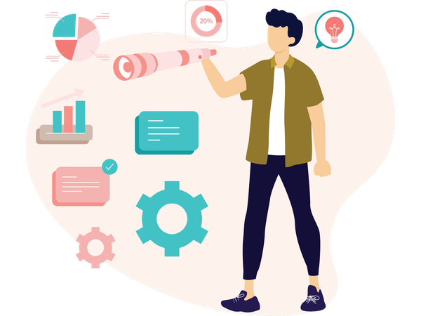 Man working on product Development  Illustration