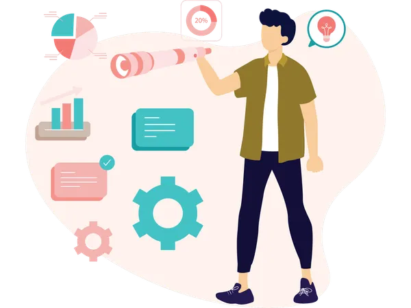 Man working on product Development  Illustration