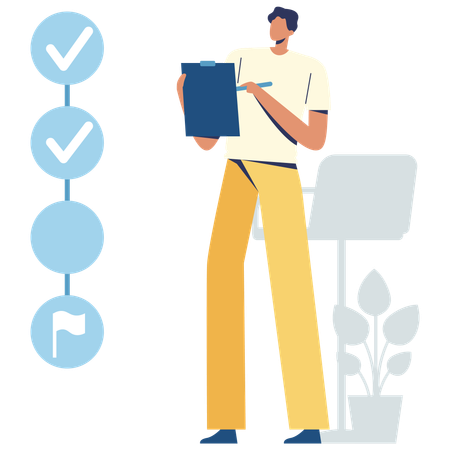 Man working on product Quality Control  Illustration