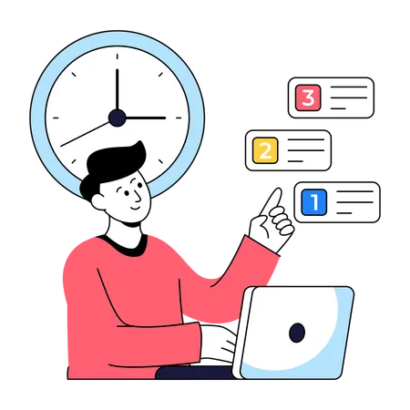 Man Working On Project Management  Illustration