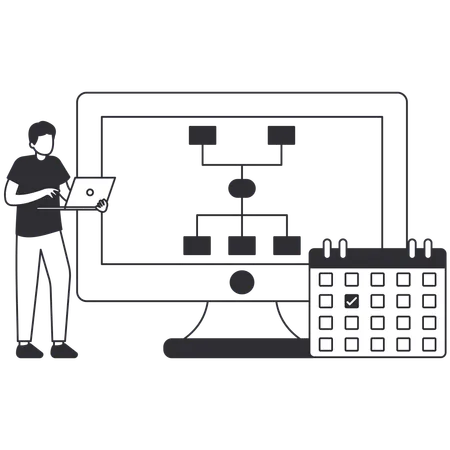 Man working on Project planning  Illustration