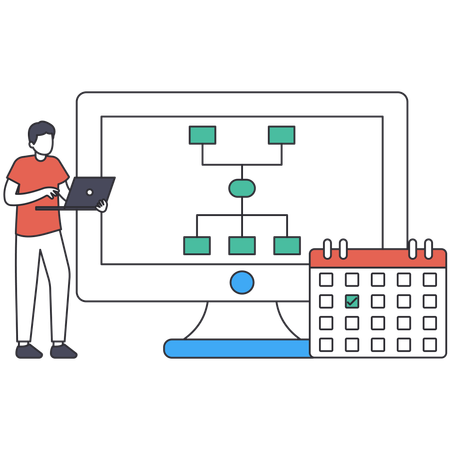 Man working on Project planning  Illustration