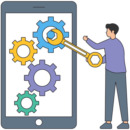 Man working on Project Processed  Illustration