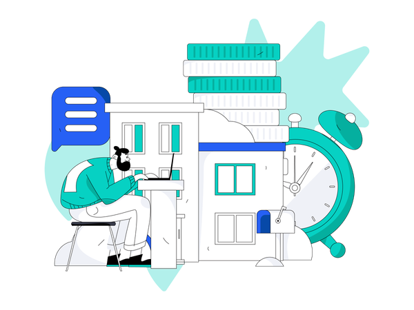 Man working on property analysis  Illustration