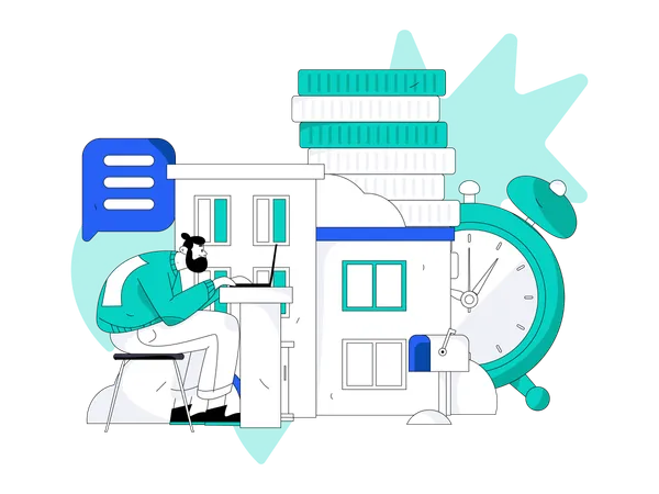 Man working on property analysis  Illustration