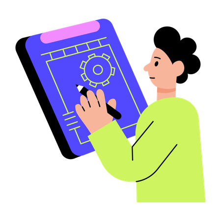 Man  working on prototype  Illustration