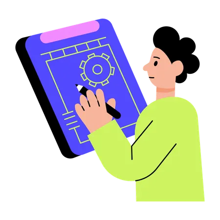 Man  working on prototype  Illustration