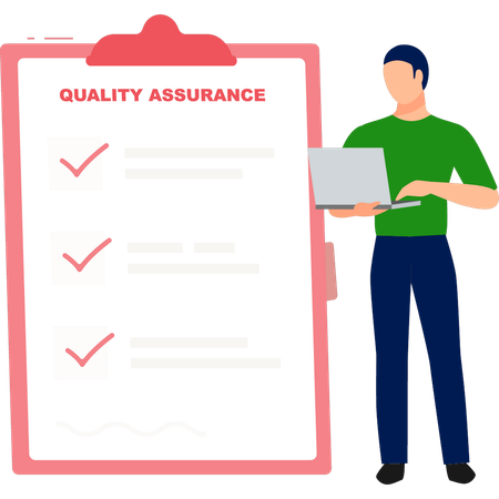 Man working on quality assurance  Illustration