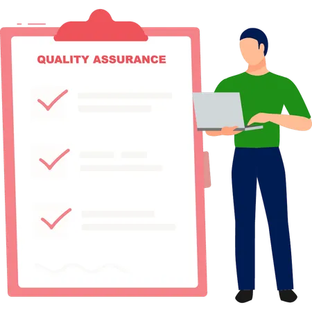 Man working on quality assurance  Illustration