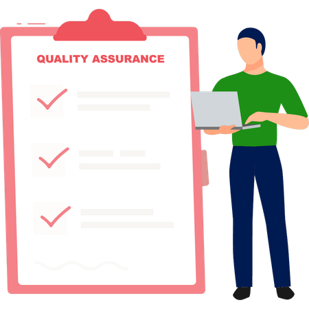 Man working on quality assurance  Illustration