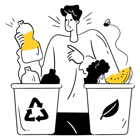 Man working on Recycling Bin Sorting  Illustration