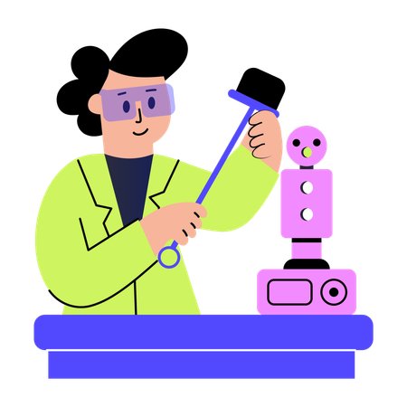 Man working on robot collaboration  Illustration