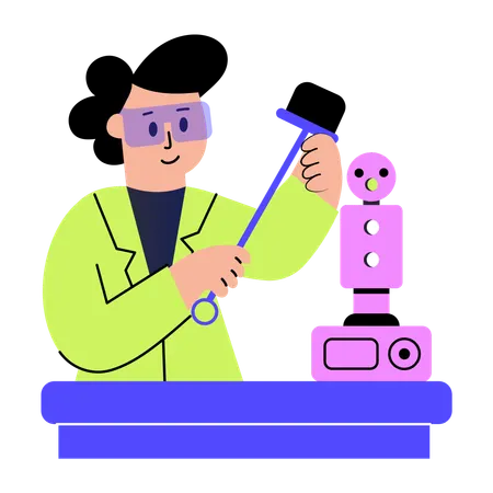 Man working on robot collaboration  Illustration