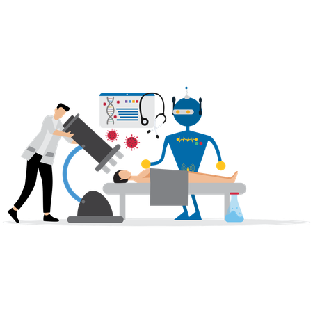 Man working  on Robotic Surgery Setup  Illustration