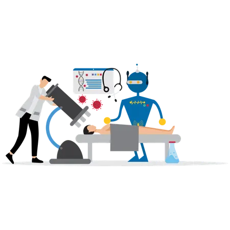 Man working  on Robotic Surgery Setup  Illustration