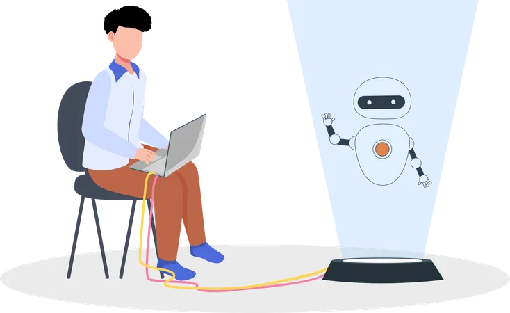 Artificial Intelligence Flat Illustration In This Design You Can See How Technology Connect To Each Other Each File Comes With A Project In Which You Can Easily Change Colors And More Illustration