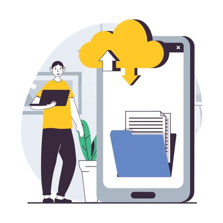 Man working on saas license  Illustration