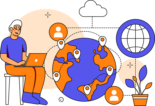 Man working on SaasBased Applications  Illustration