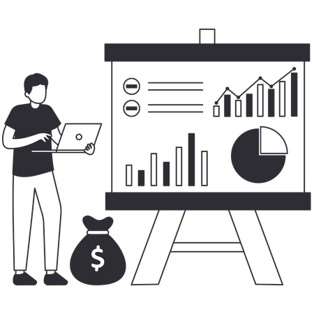 Man working on Sales Forecasting  Illustration