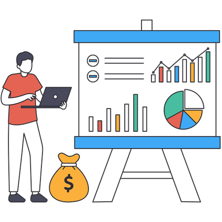 Man working on Sales Forecasting  Illustration