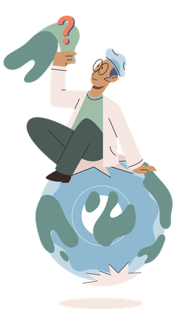 Man working on saving earth  Illustration