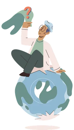 Man working on saving earth  Illustration