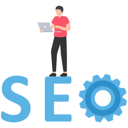 Man working on Search engine optimization  Illustration