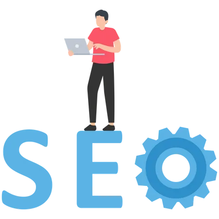 Man working on Search engine optimization  Illustration