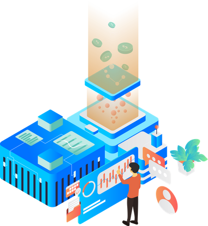 Man working on Search engine optimization  Illustration
