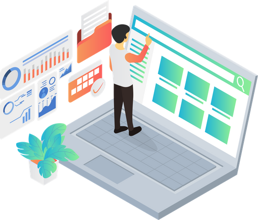 Man working on Search Engine Optimization  Illustration