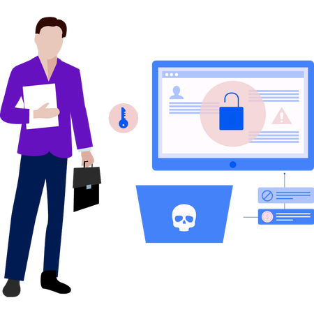 Man working on  security  Illustration