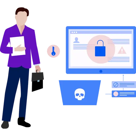 Man working on  security  Illustration