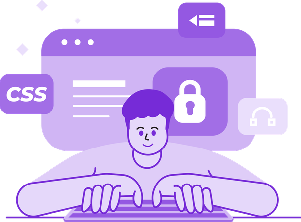 Man working on Security Development  Illustration