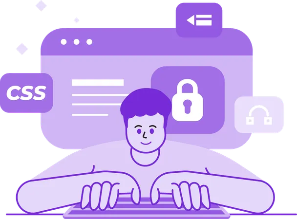 Man working on Security Development  Illustration