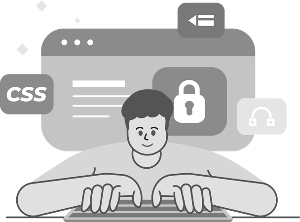 Man working on Security Development  Illustration