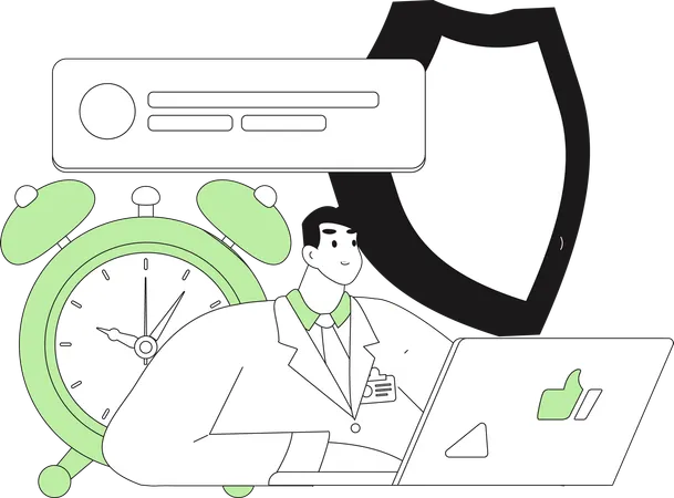 Man working on security  Illustration