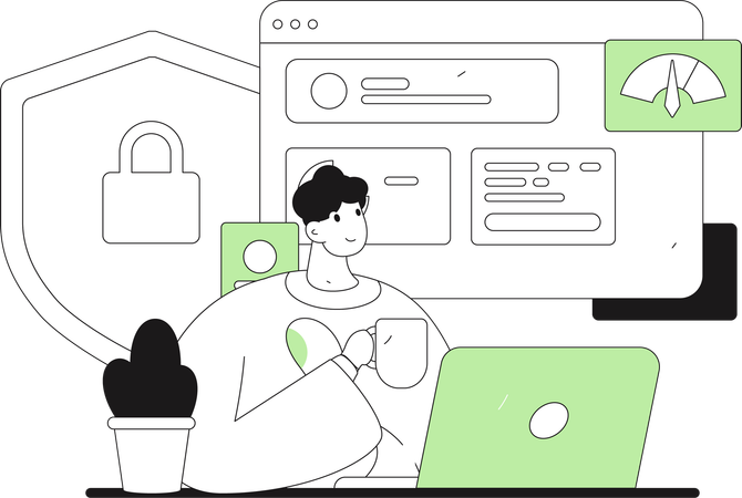 Man working on security  Illustration