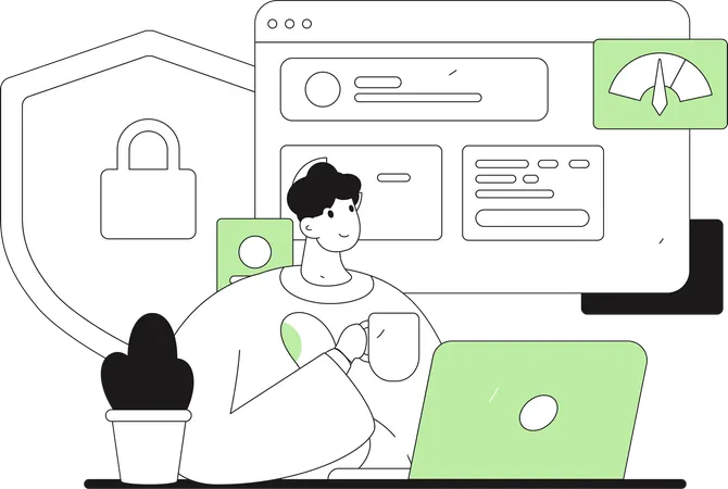 Man working on security  Illustration