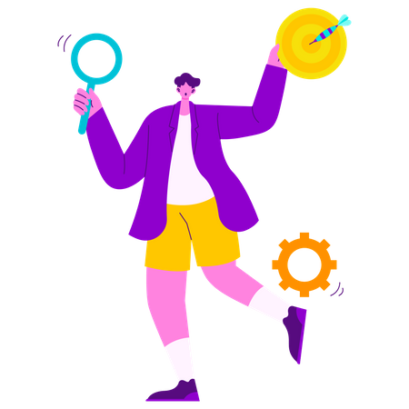 Man working on seo development  Illustration