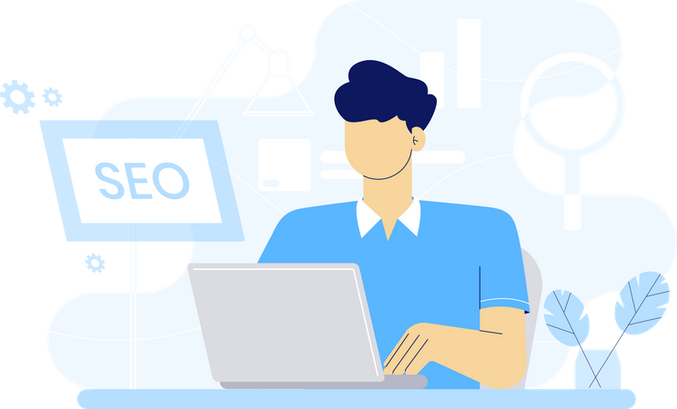 Man working on SEO Linking  Illustration