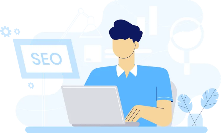 Man working on SEO Linking  Illustration