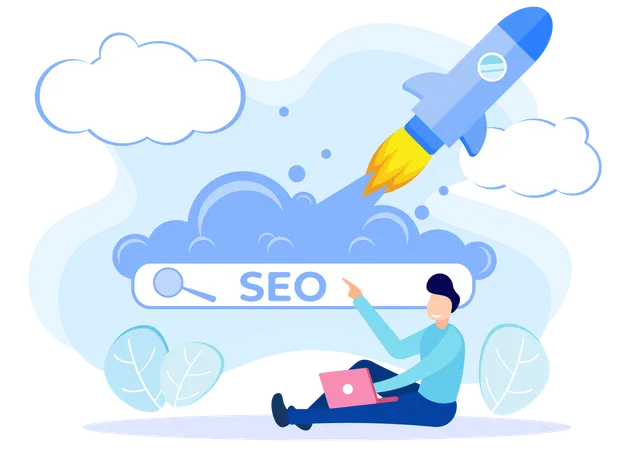 Man Working On Seo Startup  Illustration