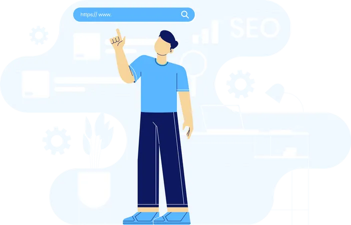 Man working on SEO strategy  Illustration