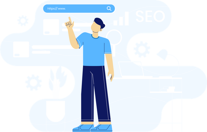 Man working on SEO strategy  Illustration