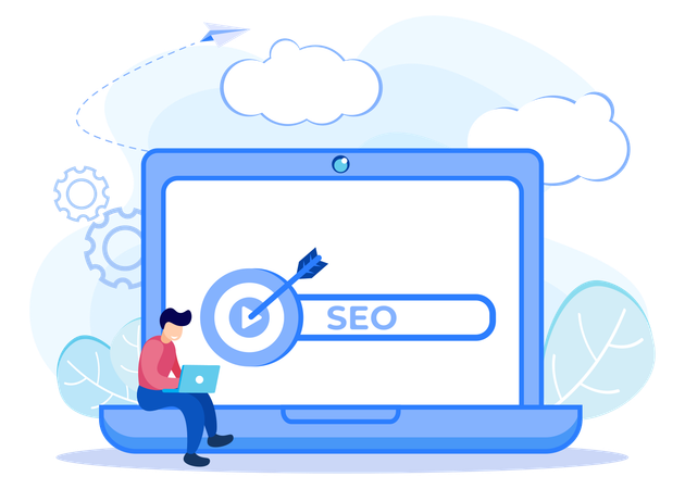 Man Working On Seo Target  Illustration