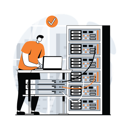 Man working on Server Maintenance  Illustration