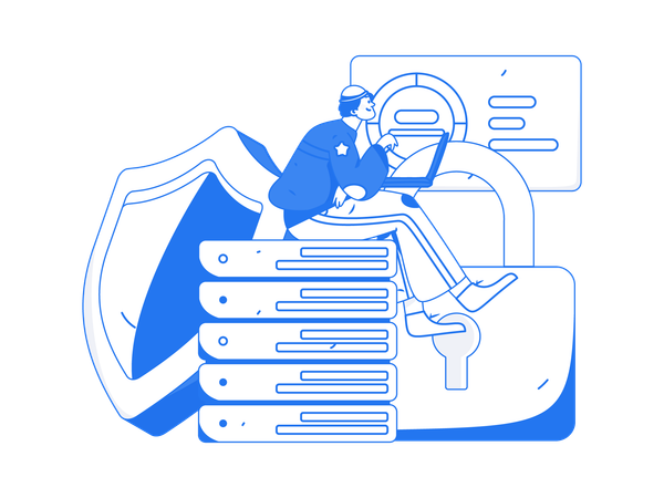 Man working on server security  Illustration