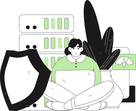 Man working on server security  Illustration