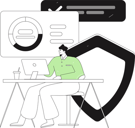 Man working on server security  Illustration