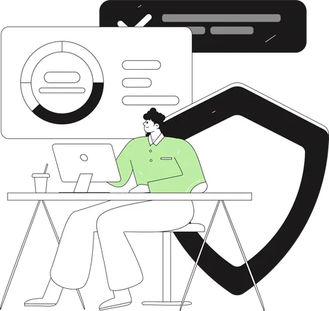 Man working on server security  Illustration